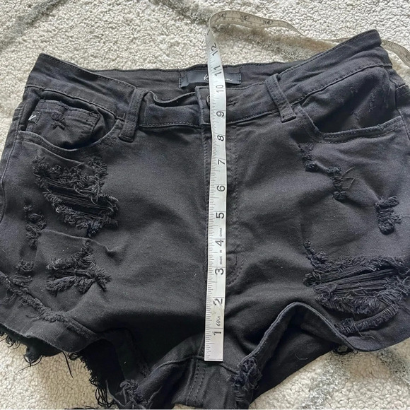 Kancan black denim jean shorts distressed mid rise  28 - Picture 9 of 9